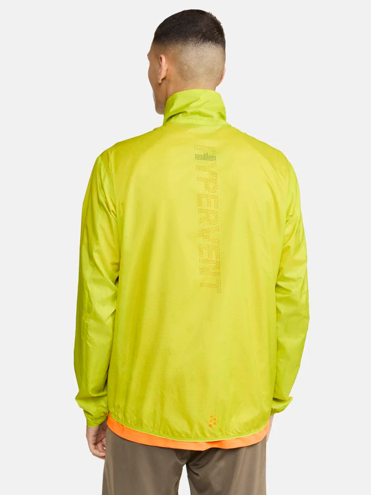 Pro Hypervent Jacket 2 - Men by Craft in bright yellow, highly ventilating running jacket for pro runners with lightweight soft fabric