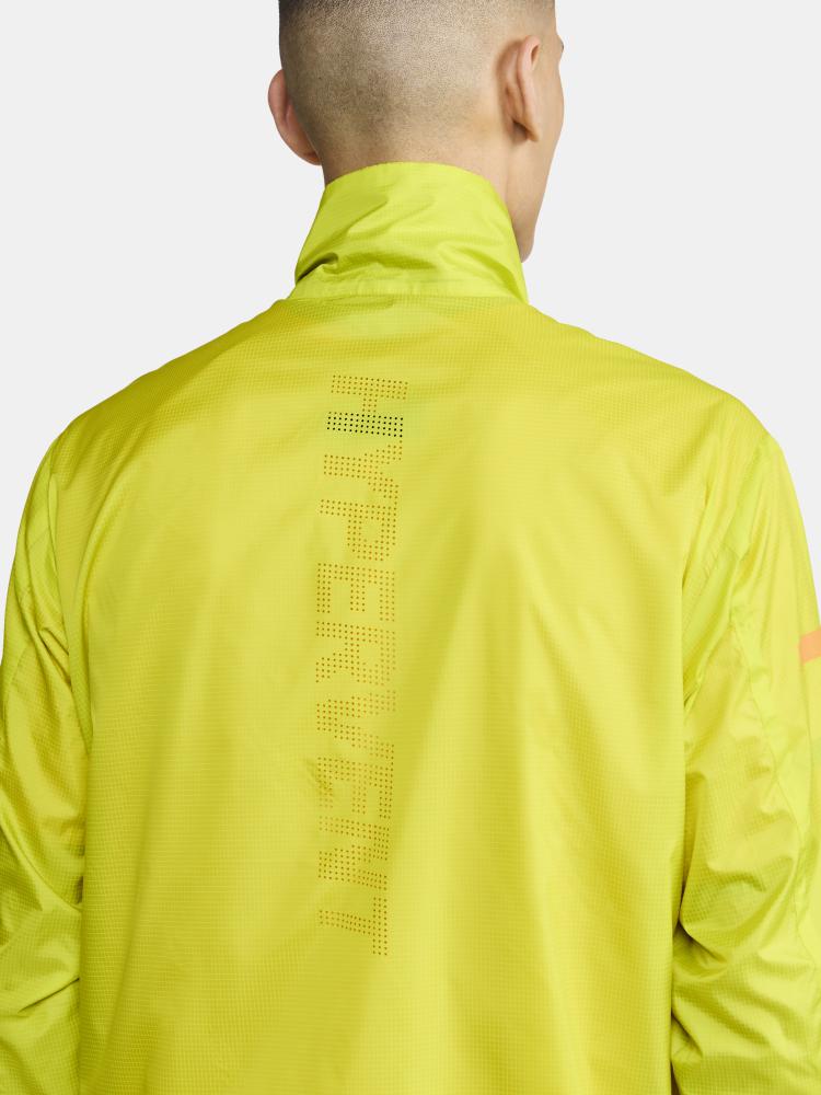 Pro Hypervent Jacket 2 - Men by Craft in bright yellow, super-soft ventilating running jacket for pro runners