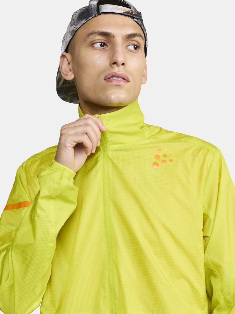 Pro Hypervent Jacket 2 - Men by Craft in bright yellow, ventilated running jacket designed for performance and comfort during intense workouts