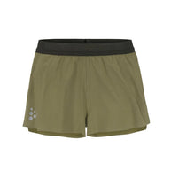 Pro Hypervent Split Shorts 2 - Men by Craft in olive green with black waistband, lightweight ventilating running shorts for hot weather workouts