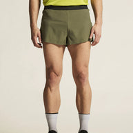 Pro Hypervent Split Shorts 2 - Men by Craft in olive green lightweight ventilating running shorts for hot weather workouts