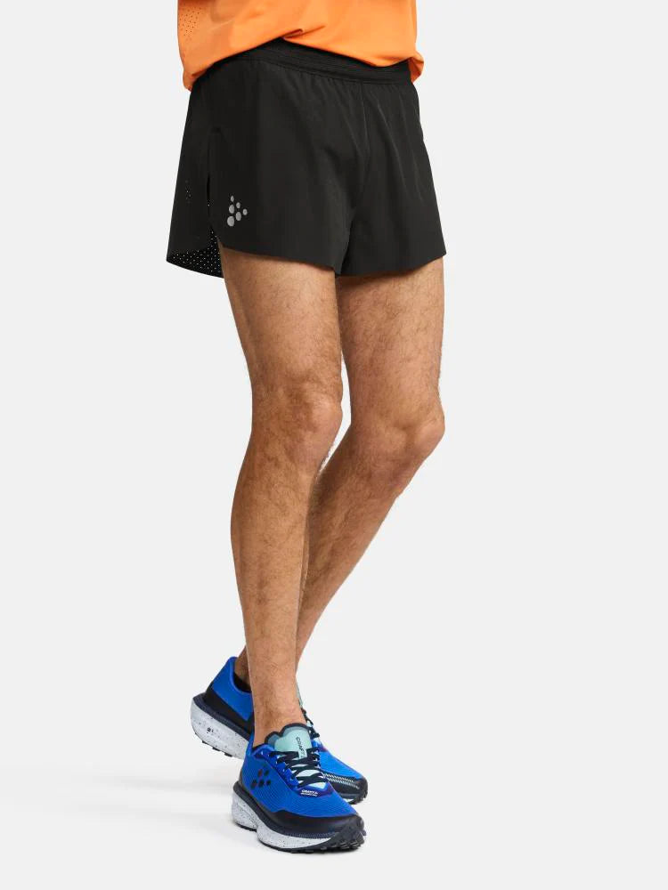 Pro Hypervent Split Shorts 2 - Men by Craft in black, lightweight highly ventilated running shorts for intense summer workouts