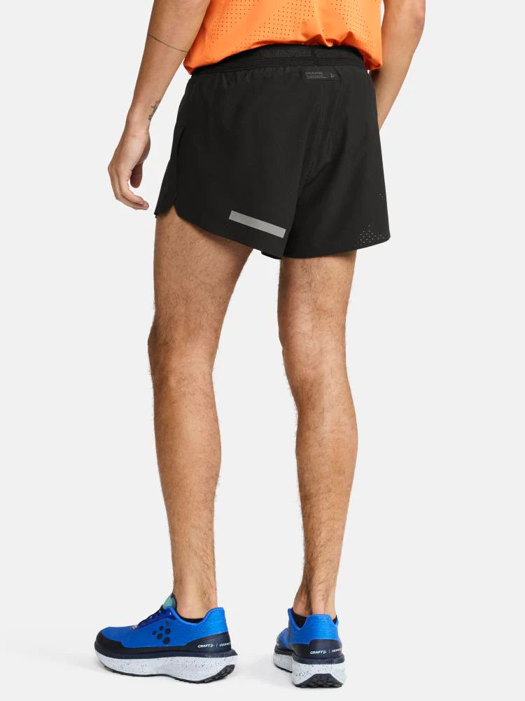 Pro Hypervent Split Shorts 2 - Men by Craft in black, lightweight ventilating running shorts for intense summer workouts