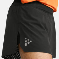 Pro Hypervent Split Shorts 2 - Men by Craft in black, lightweight and ventilating running shorts designed for intense summer workouts