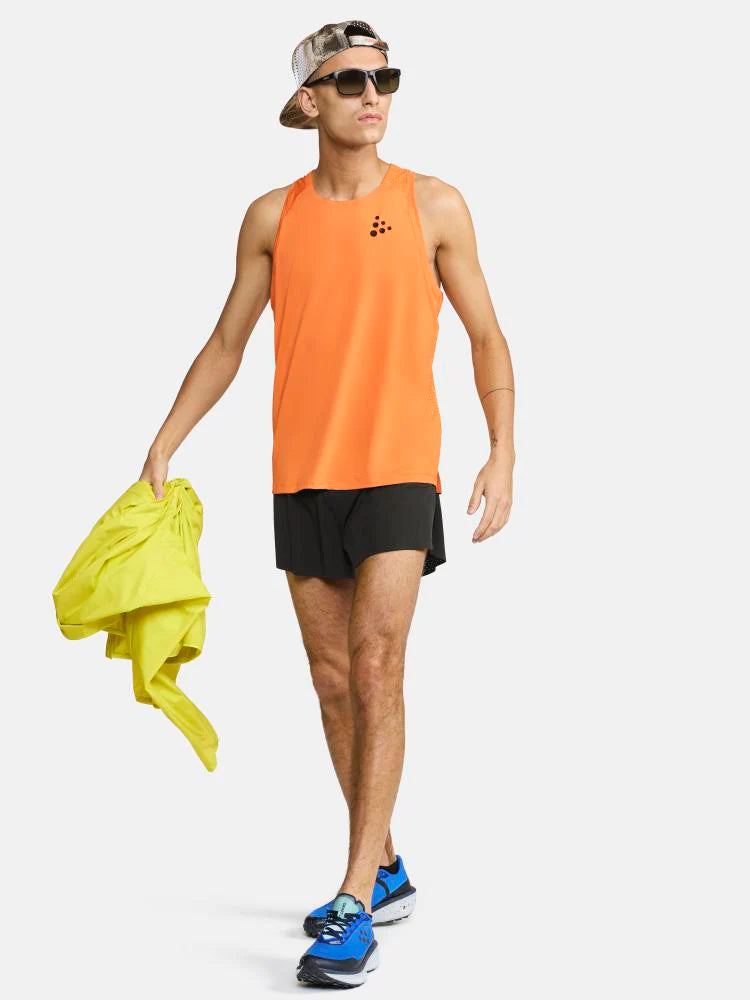 Pro Hypervent Split Shorts 2 - Men by Craft in black, lightweight ventilating running shorts designed for hot weather workouts