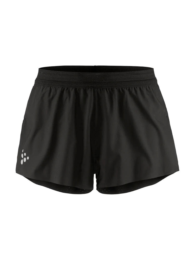 Pro Hypervent Split Shorts 2 - Men by Craft in black, lightweight ventilating running shorts for hot weather intense workouts.