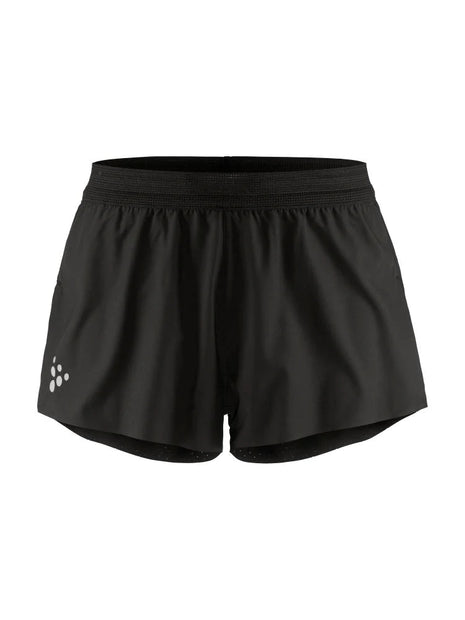 Pro Hypervent Split Shorts 2 - Men by Craft in black, lightweight ventilating running shorts for hot weather intense workouts.