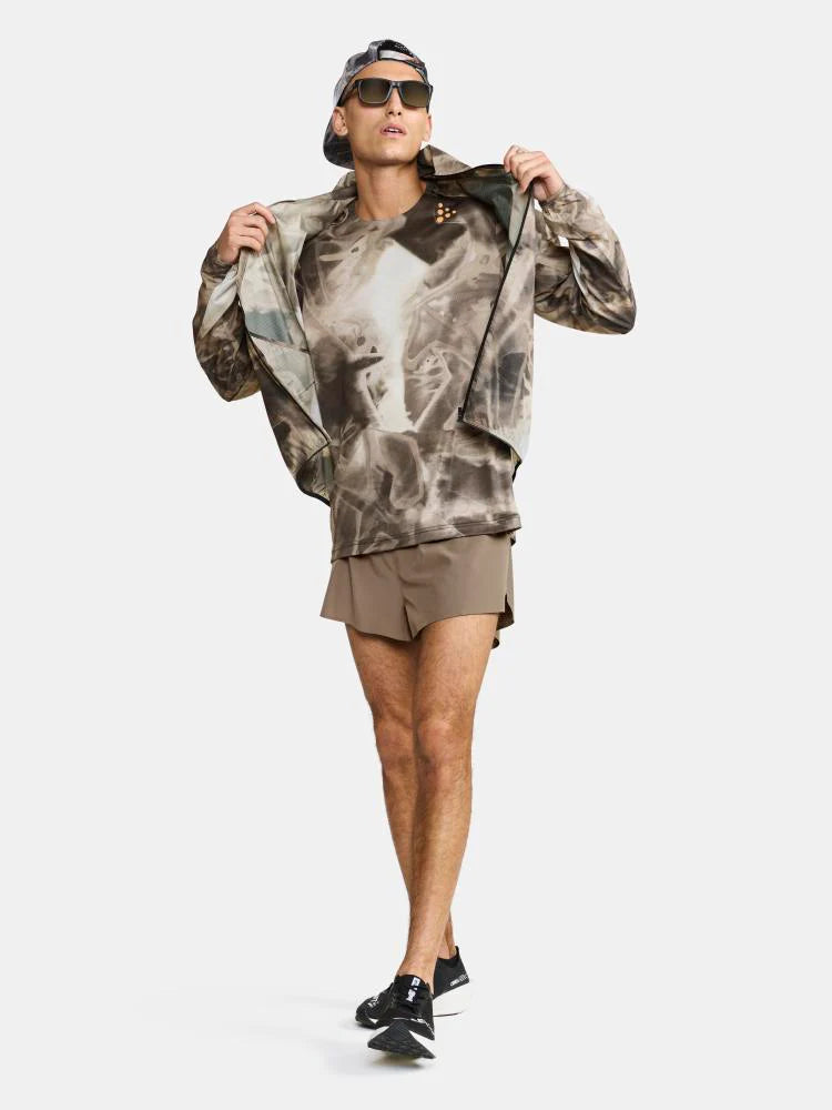 Pro Hypervent Jacket 2 - Men by Craft in grey camo, super-soft ventilating running jacket for dedicated runners and outdoor training