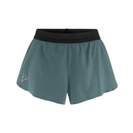 Pro Hypervent Split Shorts 2 - Women by Craft in teal with black waistband, lightweight ventilating running shorts for intense summer workouts