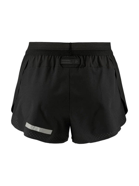 Pro Hypervent Split Shorts 2 - Women by Craft in black, lightweight ventilating running shorts for hot weather intense workouts