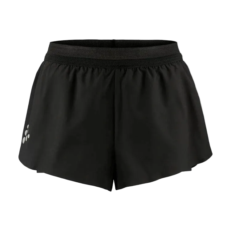 Pro Hypervent Split Shorts 2 - Women by Craft in black, lightweight ventilating running shorts for hot weather intense workouts