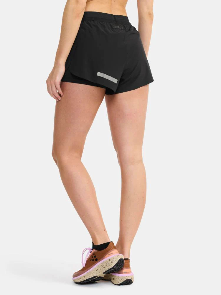 Pro Hypervent Split Shorts 2 - Women by Craft in black, lightweight, highly ventilating running shorts for intense summer workouts