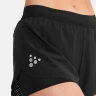 Pro Hypervent Split Shorts 2 - Women by Craft in black, lightweight ventilating running shorts for intense summer workouts