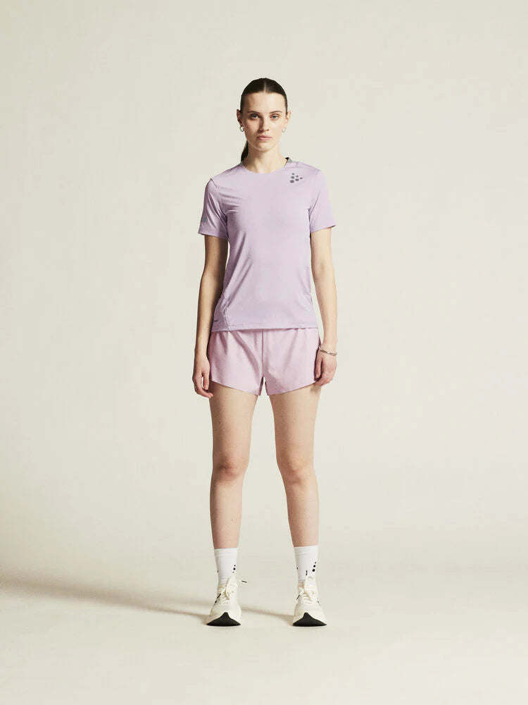 Pro Hypervent Tee 2 - Women by Craft in light purple, lightweight running tee with ventilation for cooling during high-intensity summer runs