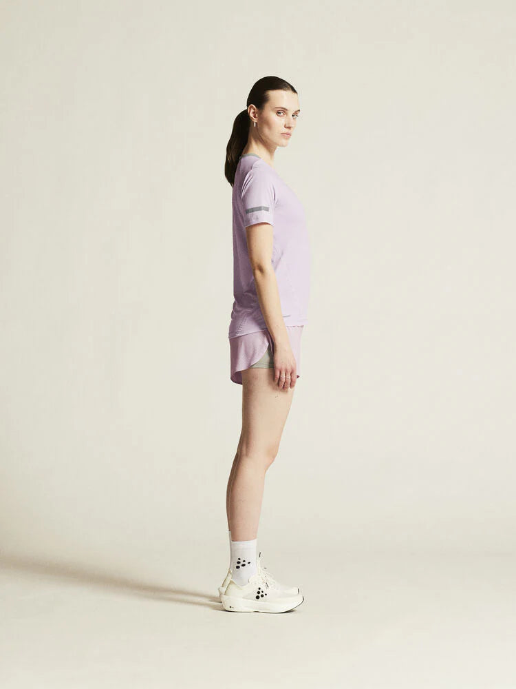 Pro Hypervent Tee 2 - Women by Craft in light purple, lightweight running tee designed for ventilation and cooling in hot weather