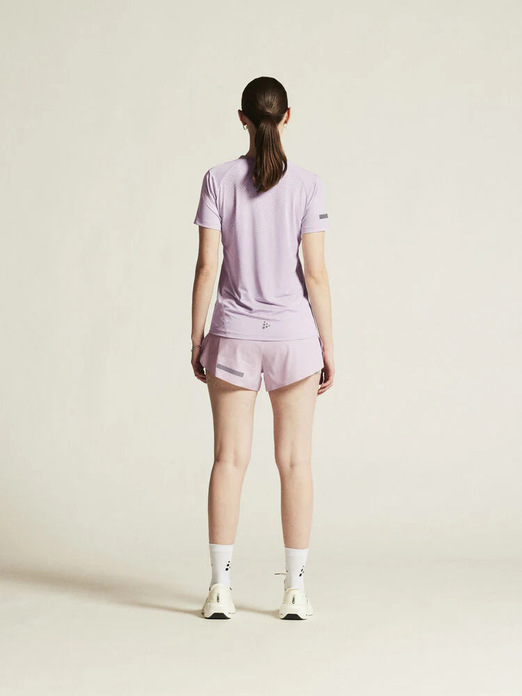 Pro Hypervent Tee 2 - Women by Craft in light purple, lightweight running tee with ventilation for cooling during hot weather running