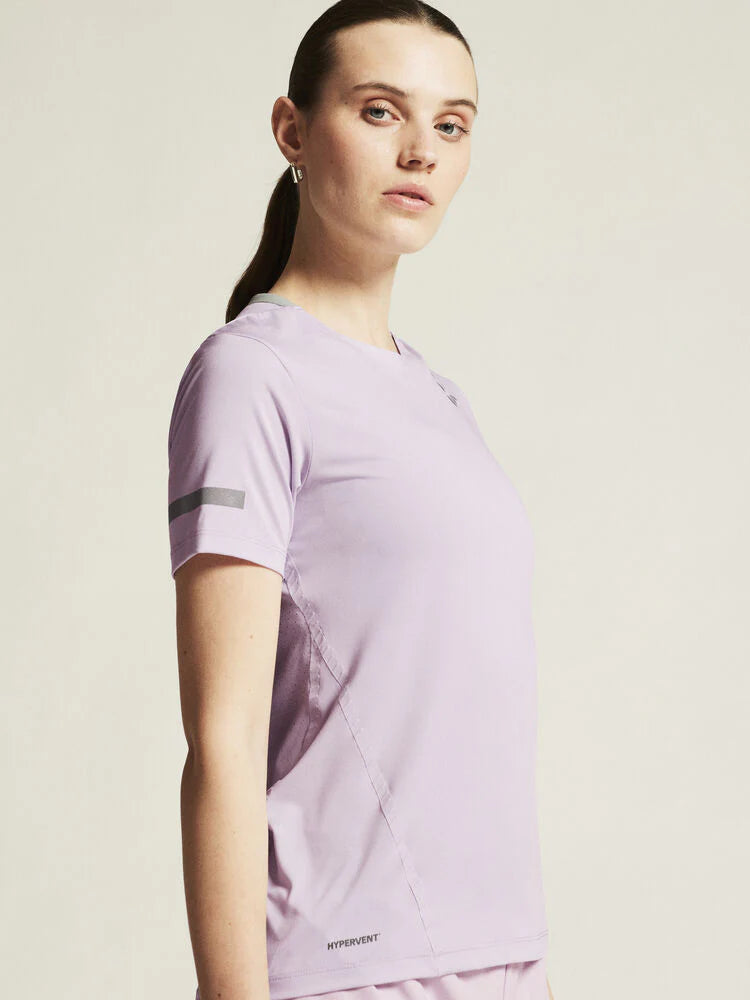 Pro Hypervent Tee 2 - Women by Craft in light purple, lightweight running tee with ventilation for cooling in hot weather conditions