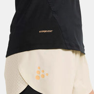 Pro Hypervent Tee 2 - Women by Craft in black lightweight running tee with ventilation for cooling in hot weather and high-intensity runs
