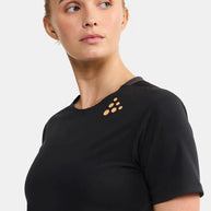 Pro Hypervent Tee 2 - Women by Craft in black lightweight running tee with ventilation for cooling during high-intensity summer runs