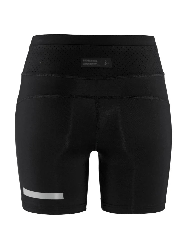 PRO Hypervent Short Tights 2 - Women by Craft in black, recycled poly running tights designed for purpose-driven runners and training