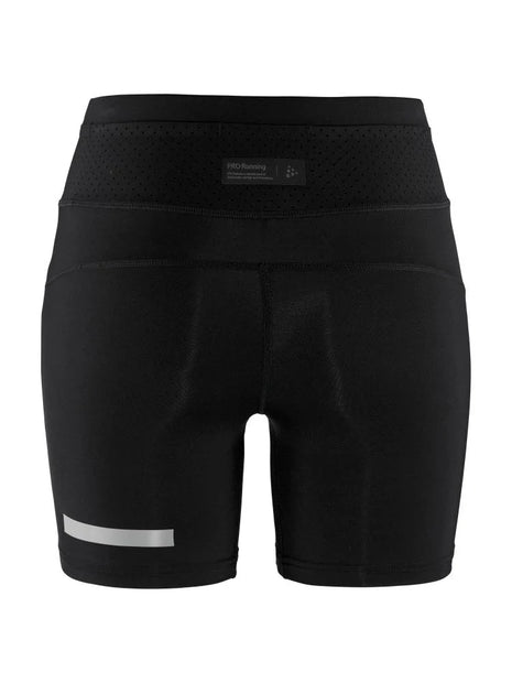 PRO Hypervent Short Tights 2 - Women by Craft in black, recycled poly running tights designed for purpose-driven runners and training