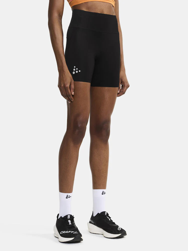 PRO Hypervent Short Tights 2 - Women by Craft in black, recycled poly short running tights designed for dedicated runners