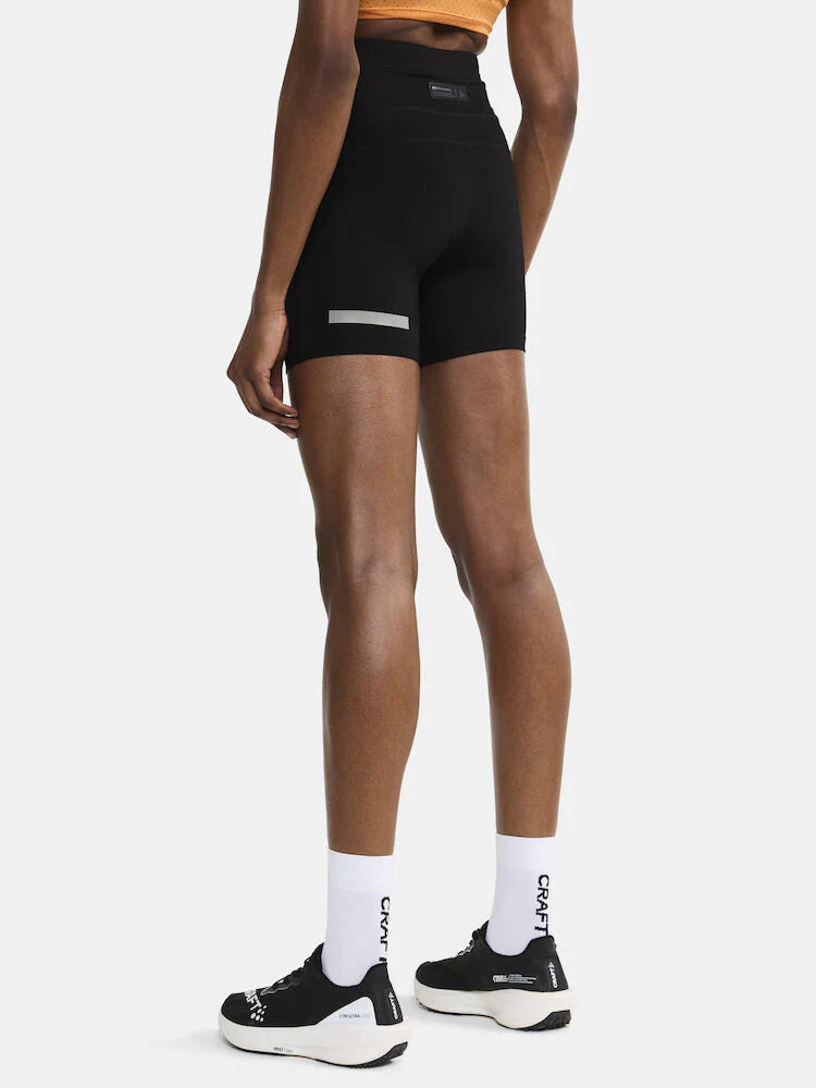 PRO Hypervent Short Tights 2 - Women by Craft in black, recycled poly short running tights designed for dedicated outdoor runners