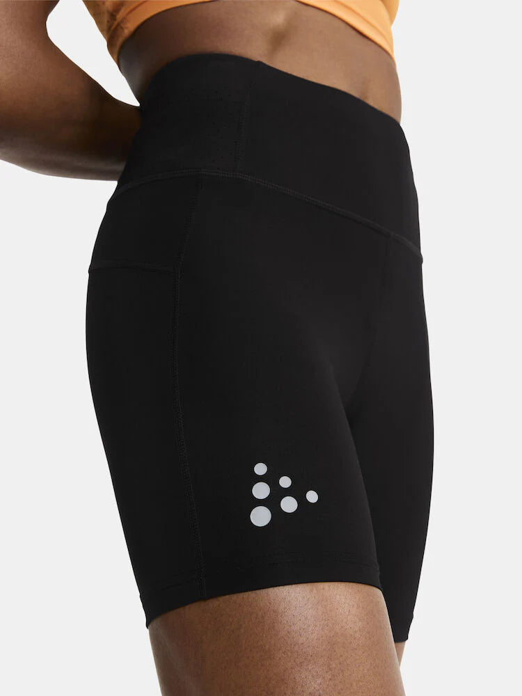 PRO Hypervent Short Tights 2 - Women by Craft in black, recycled poly short running tights designed for performance and purpose.
