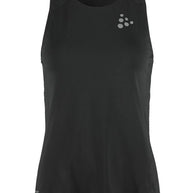 PRO Hypervent Singlet 2 - Women by Craft in black with light grey trim, lightweight running singlet with advanced ventilation for hot weather performance