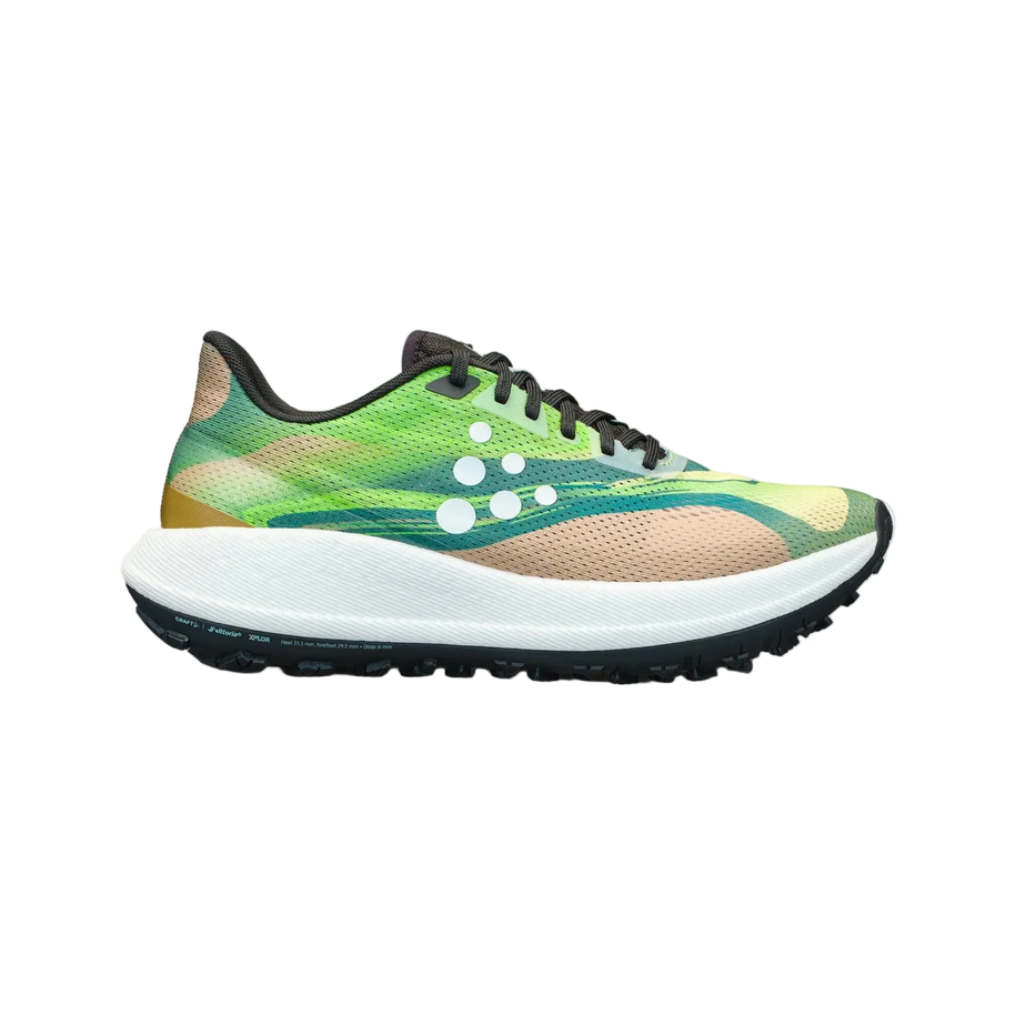Xplor - Men by Craft in green beige and black, versatile pro-grade running shoe ideal for trail running and exploring outdoors