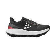 Xplor - Women by Craft in black and white with red accents, versatile pro-grade running shoe for trail and hybrid outdoor use