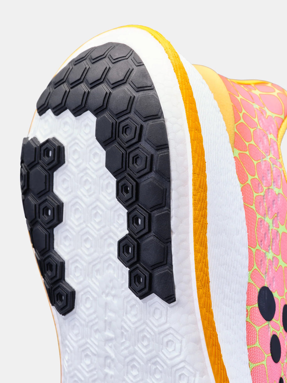 Pacer - Women by Craft in pink and yellow, advanced running shoe with soft Px Foam midsole for stable, smooth, responsive ride