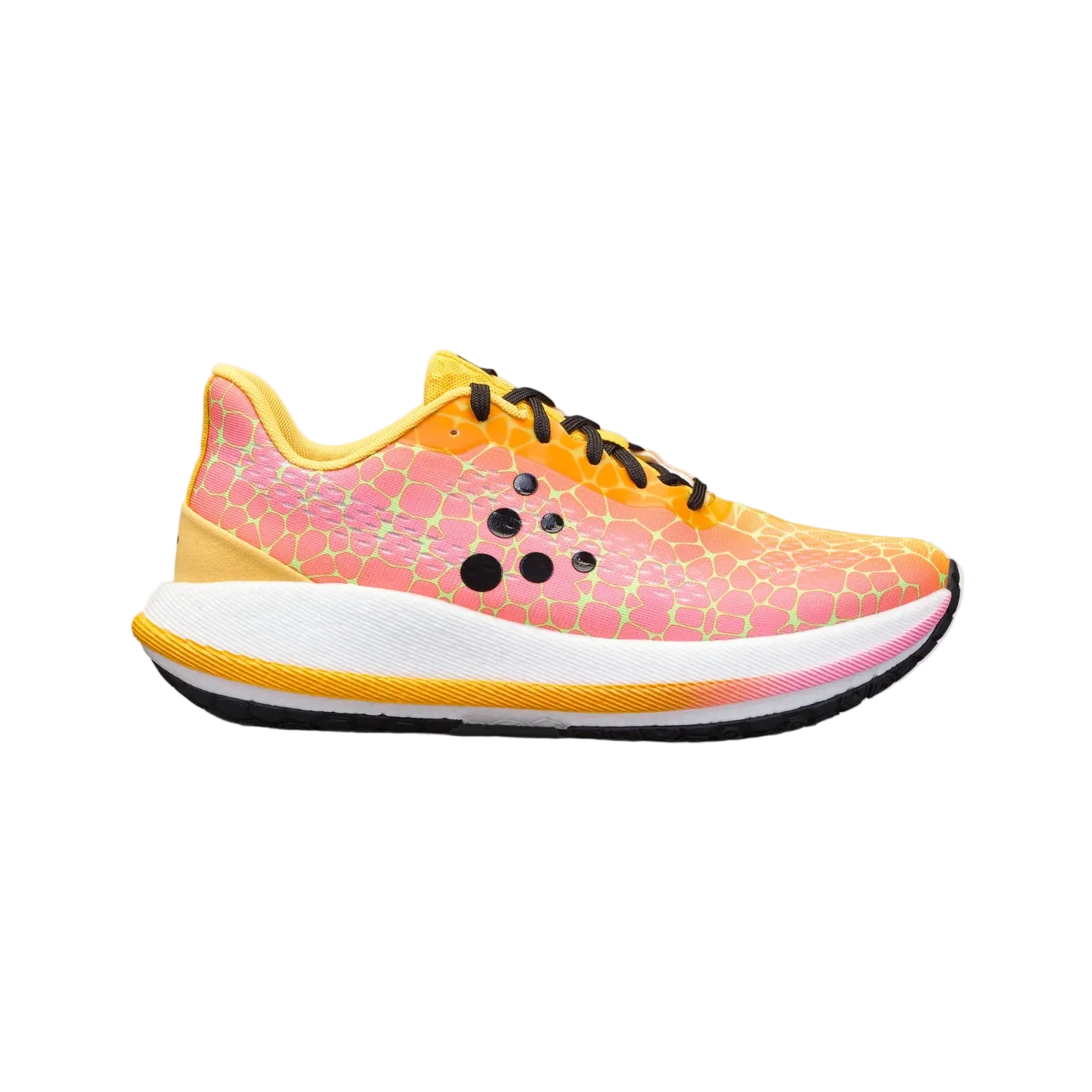 Pacer - Women by Craft in yellow and pink with Px Foam midsole, advanced running shoe for smooth, stable, and responsive road running