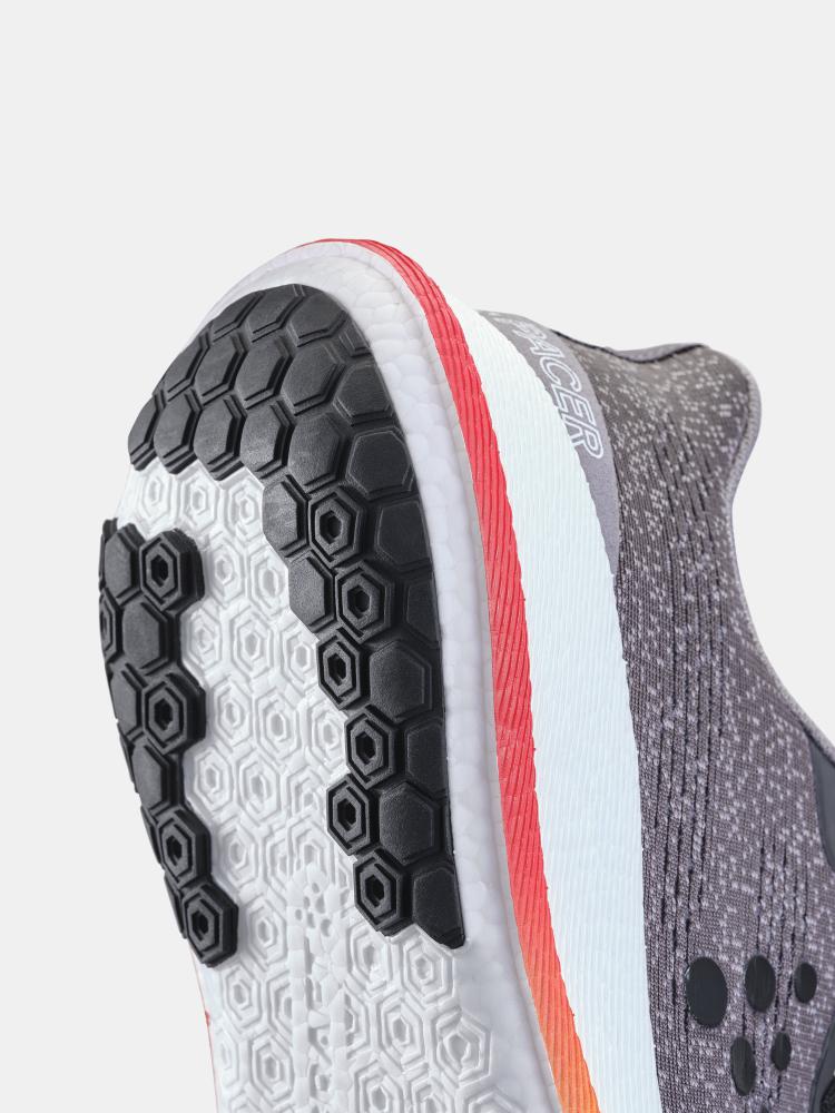 Pacer - Women by Craft in grey and coral, performance running shoe with soft Px Foam midsole for stable, responsive road running.