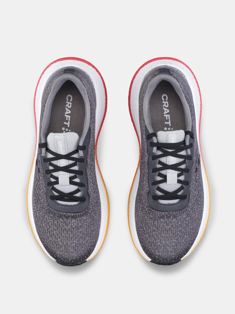 Pacer - Women by Craft in grey with orange and pink accents, lightweight running shoe with Px Foam midsole for smooth, responsive ride