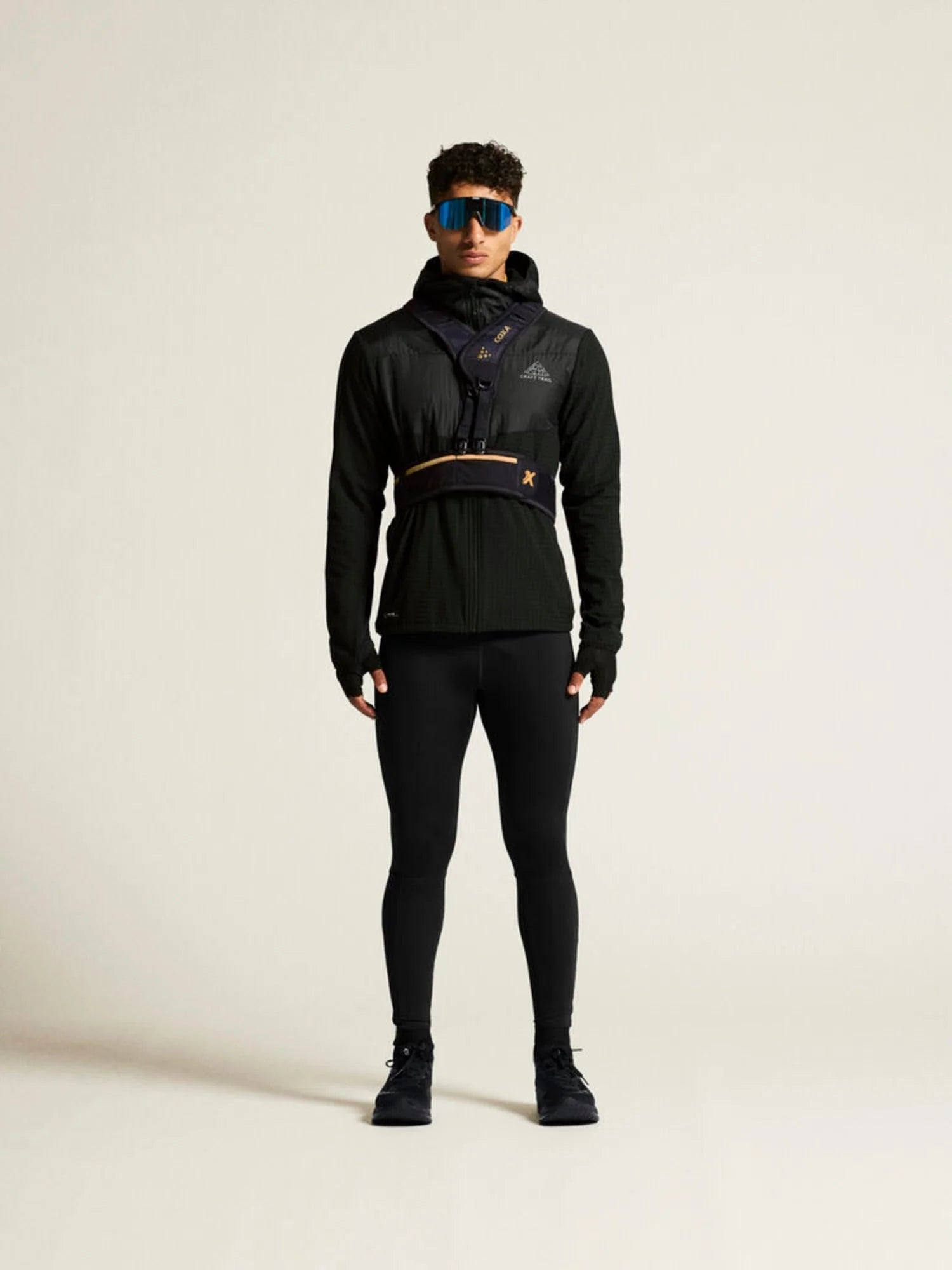 Pro Trail Tights 2 - Men by Craft in black, recycled polyamide running tights with moisture transport for high-performance trail running