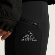 Pro Trail Tights 2 - Men by Craft in black, recycled polyamide running tights with moisture transport, ideal for trail running.