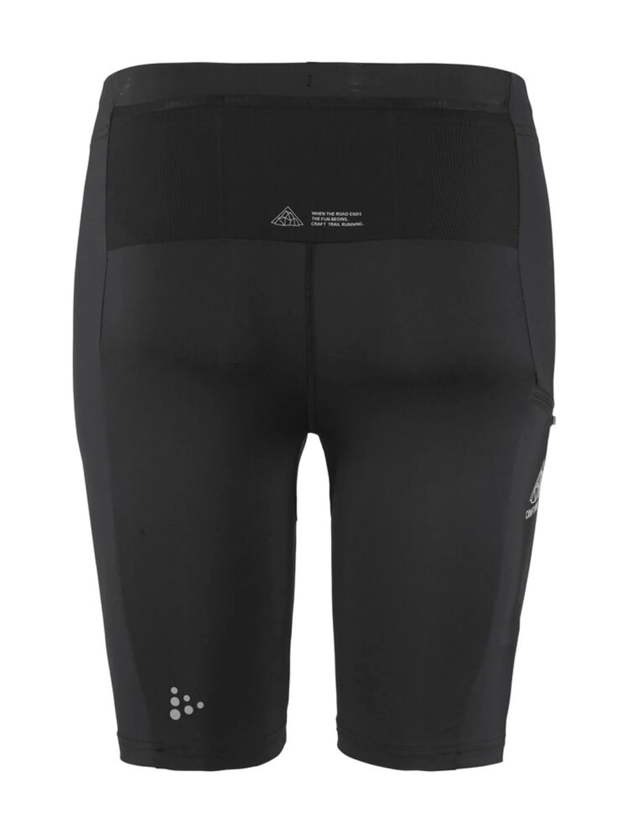 Pro Trail Short Tights 2 - Men by Craft in black recycled polyamide, moisture-wicking short tights for high-performance trail running