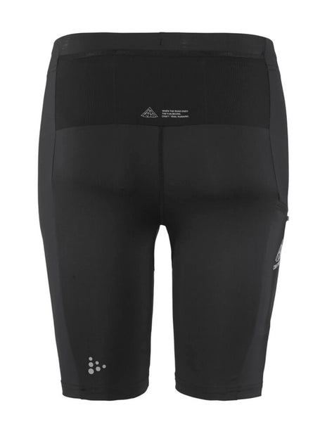 Pro Trail Short Tights 2 - Men by Craft in black recycled polyamide, moisture-wicking short tights for high-performance trail running