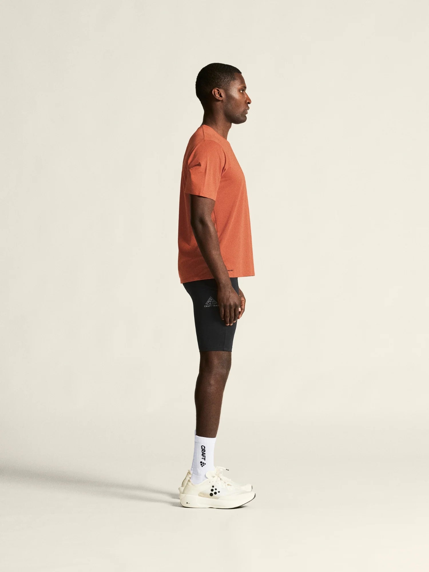 Pro Trail Short Tights 2 - Men by Craft in black, recycled polyamide, moisture-wicking running tights for trail running.
