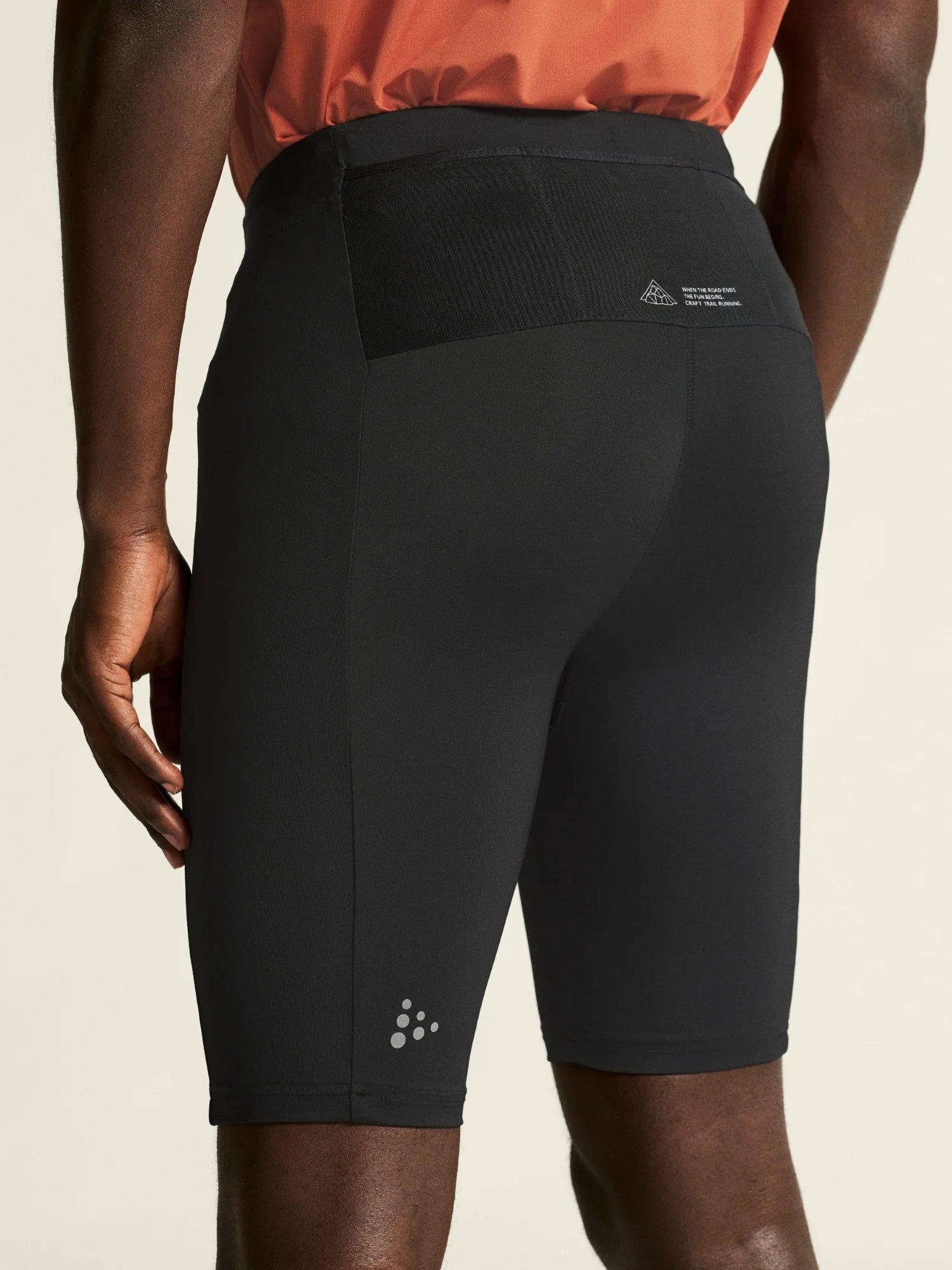 Pro Trail Short Tights 2 - Men by Craft in black, lightweight recycled polyamide running tights for high-performance trail running