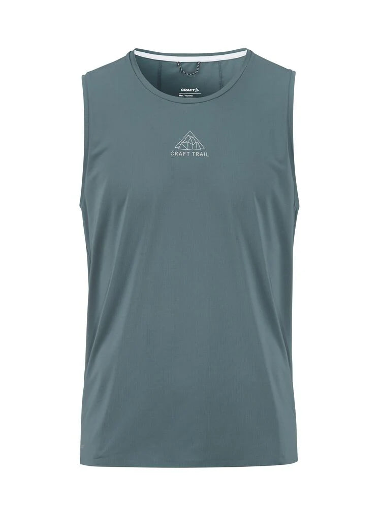 PRO Trail Singlet 2 - Men by Craft in blue grey, lightweight jacquard fabric for high-intensity trail running performance