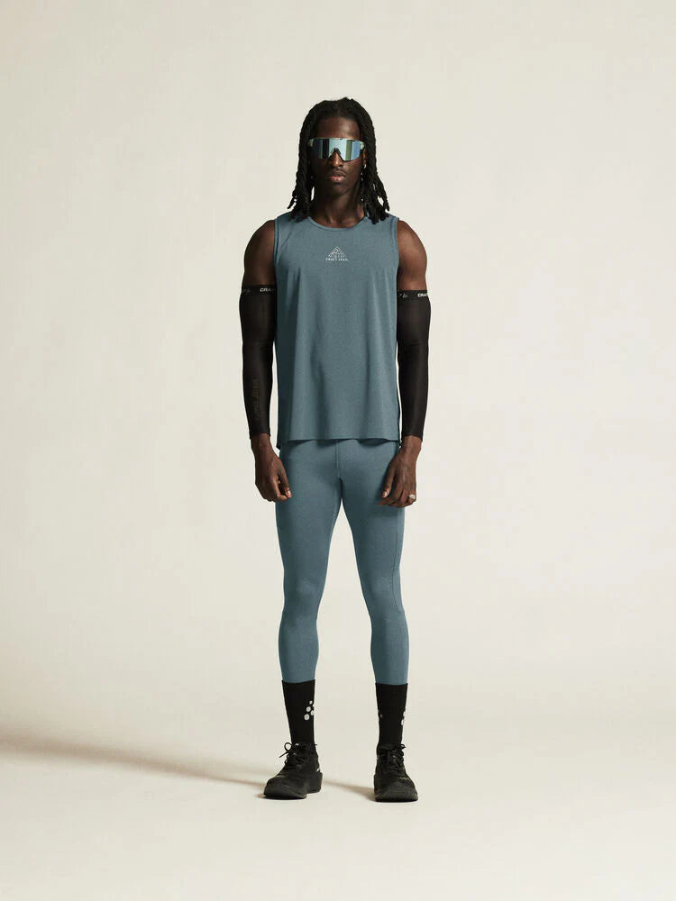 PRO Trail Singlet 2 - Men by Craft in blue lightweight jacquard fabric, pro-grade running singlet for high-intensity trail running