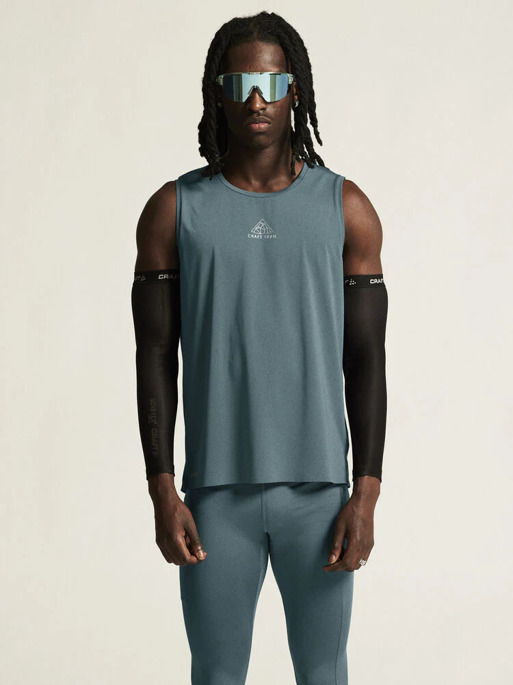 PRO Trail Singlet 2 - Men by Craft in muted teal, lightweight jacquard running singlet designed for high-intensity trail running
