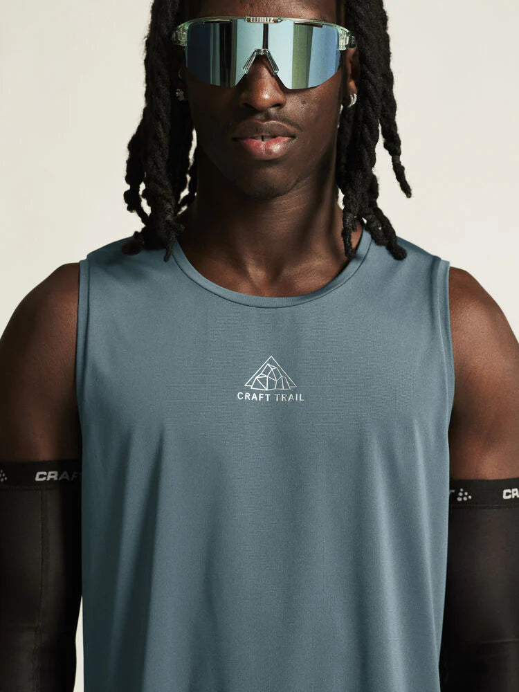 PRO Trail Singlet 2 - Men by Craft in blue lightweight jacquard fabric singlet for high-intensity trail running