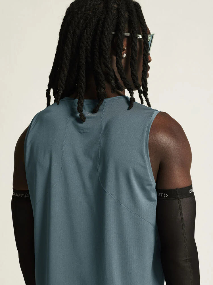 PRO Trail Singlet 2 - Men by Craft in blue lightweight jacquard fabric designed for high-intensity trail running performance