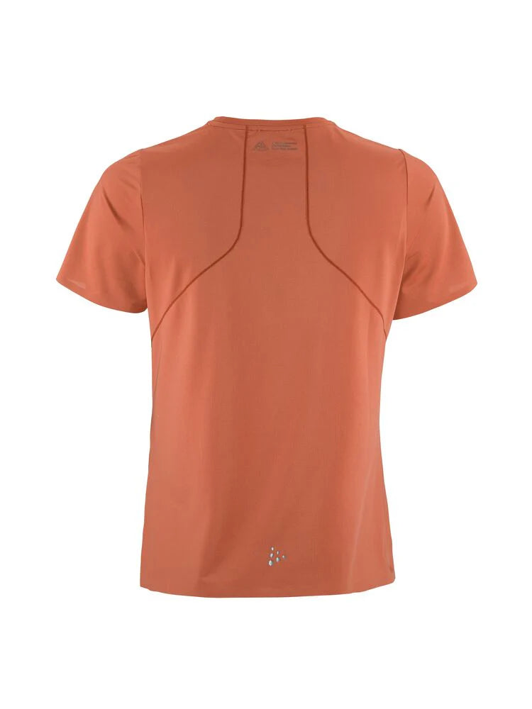 PRO Trail SS Tee 2 - Women by Craft in burnt orange, lightweight jacquard running tee for high-intensity trail running