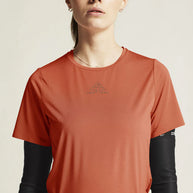 PRO Trail SS Tee 2 - Women by Craft in rust orange, lightweight jacquard fabric for high-intensity trail running performance