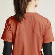 PRO Trail SS Tee 2 - Women by Craft in burnt orange, lightweight jacquard fabric running tee for high-intensity trail running
