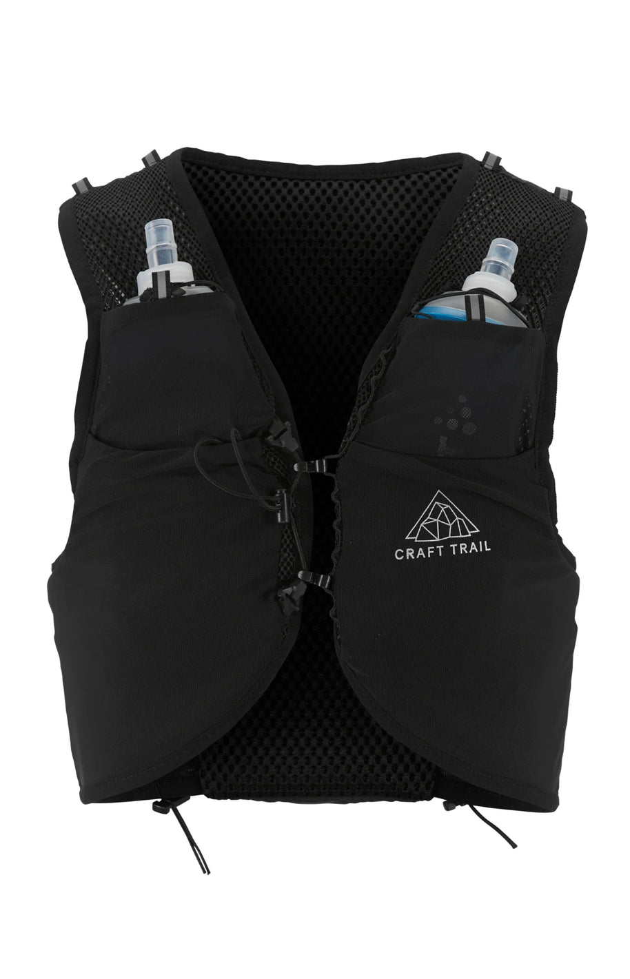 PRO Hydration Vest by Craft in black, lightweight running vest with hydration bottles for easy water access during training and running